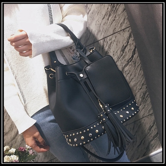 NEW BRISTOL Studded Tassel Bucket Bag - Picture 3 of 8
